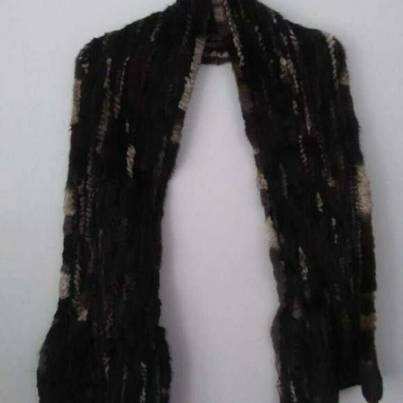 Knitted Chinchilla Rex Rabbit Multi-Colored Scarf – Alaska  Woven Mink scarf - Multi Colored